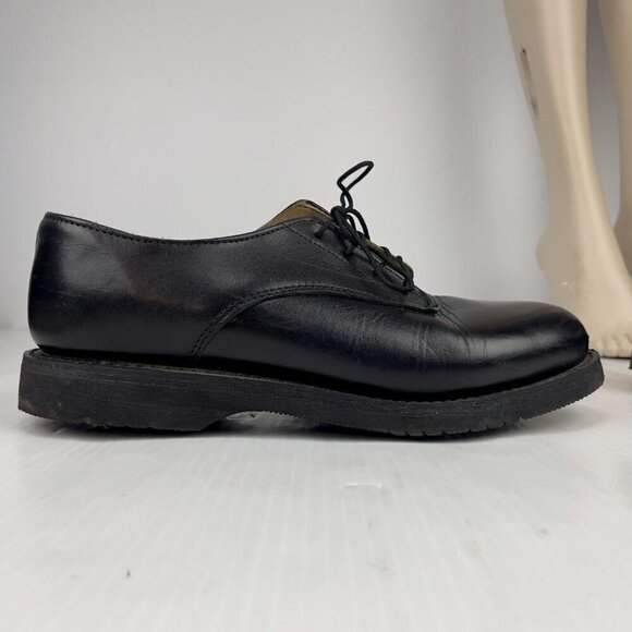 VIBRAM Oxford Dark Academia Gothcore Leather Flats Black shoes Size 7 - Picture 5 of 12